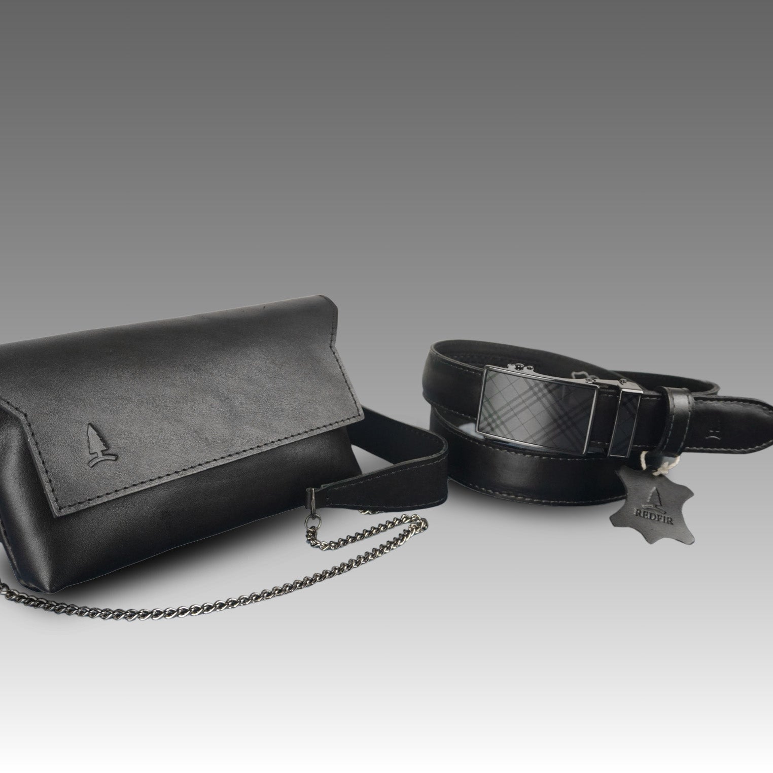 Štýlový čierny set pre dámy Noir - opasok a kabelka