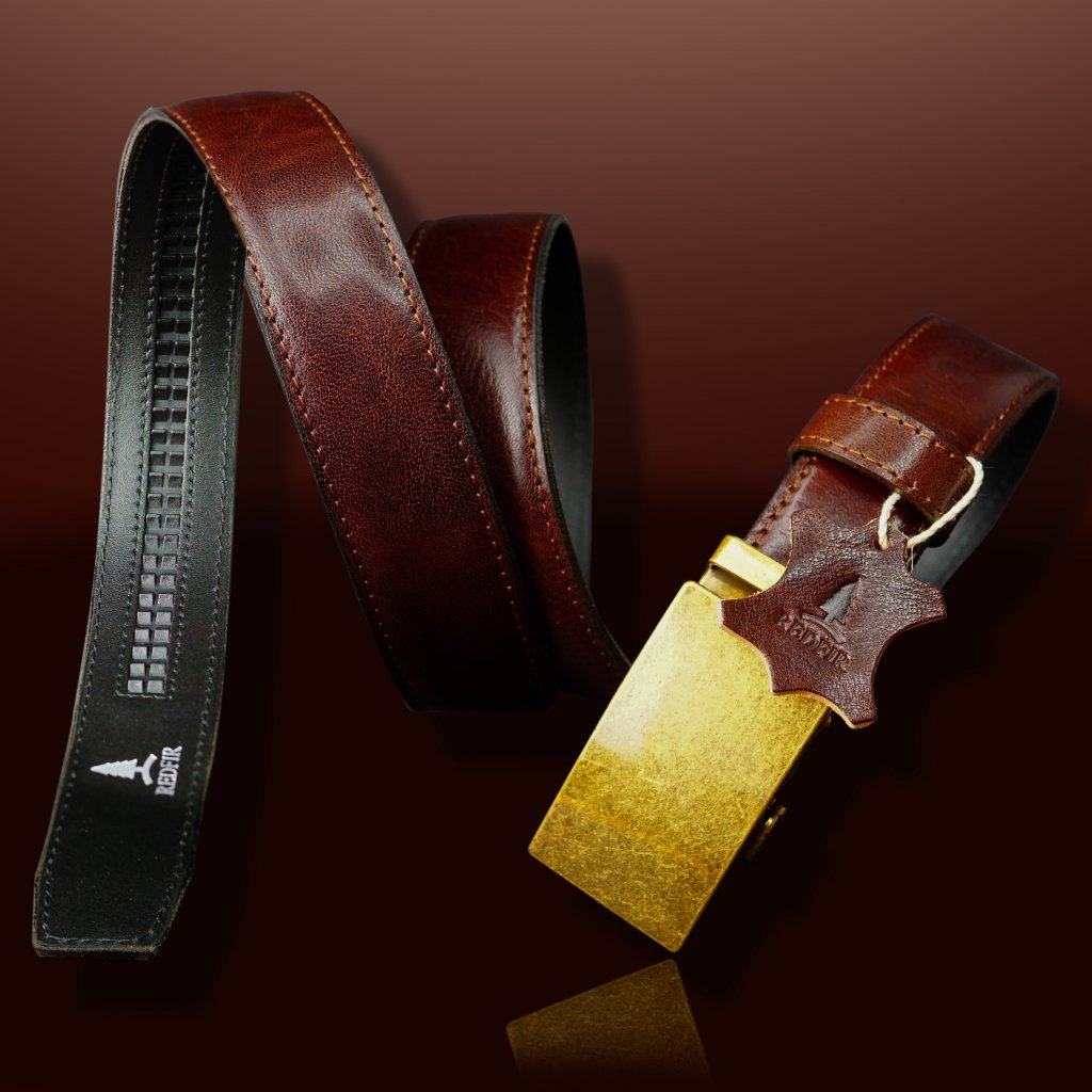 Pánský kožený hnědý opasek Euphory se sponou Antique brass