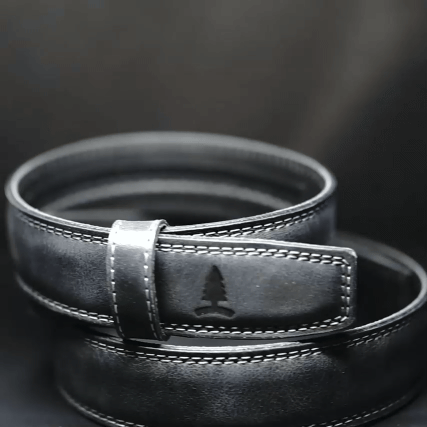 Leren herenriem Storm donkergrijs met Brushed Silver gesp