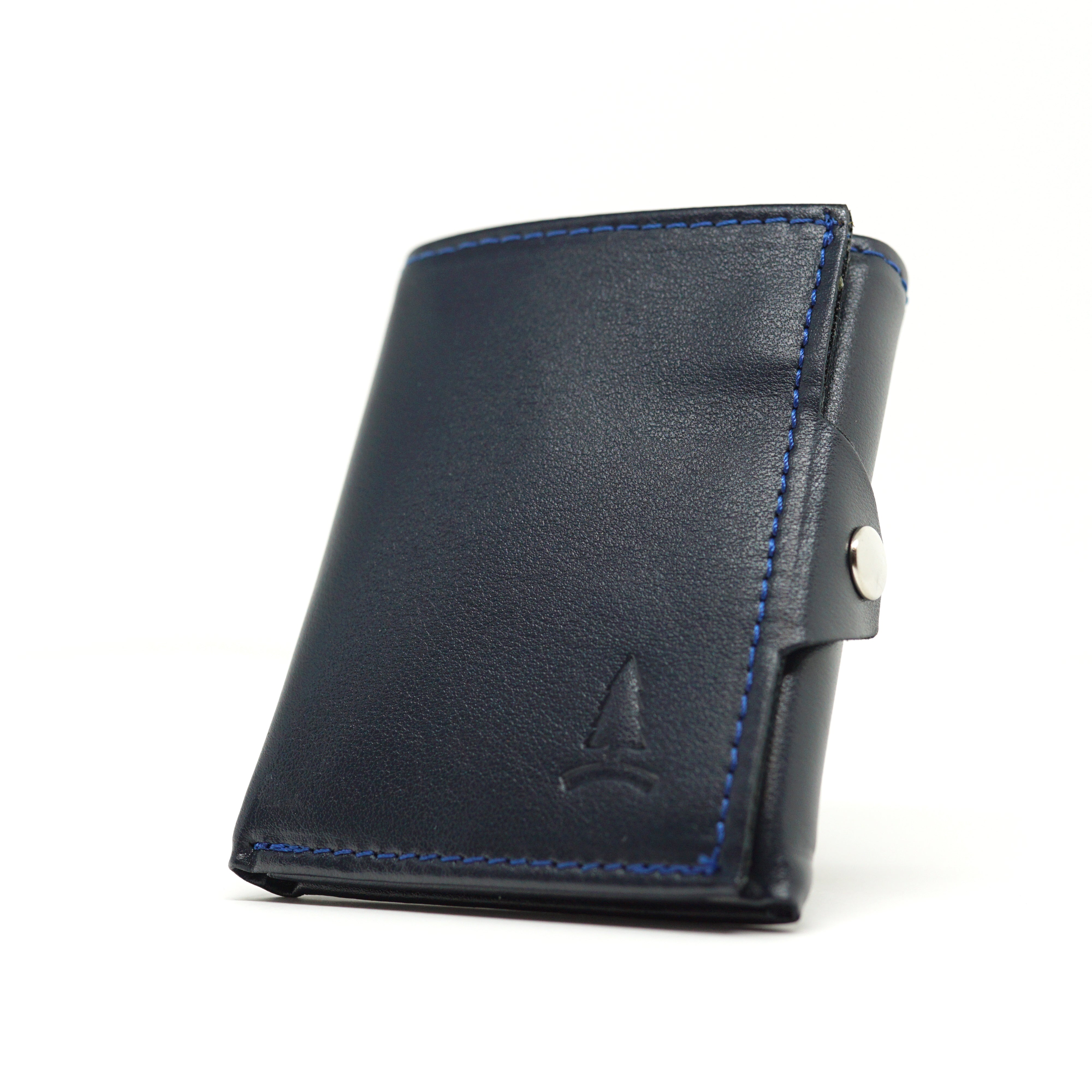 Plavi minimalistički kožni novčanik Universe